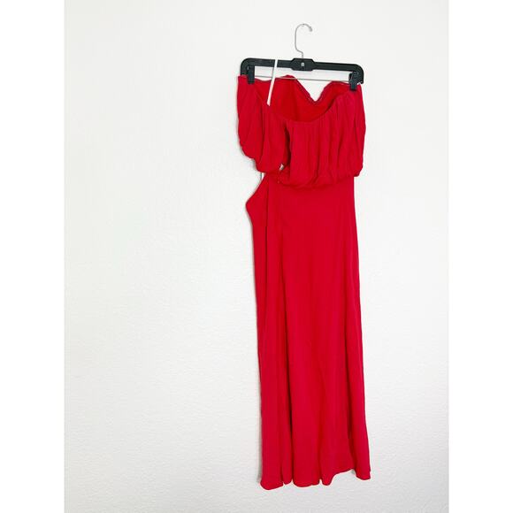 Third Form Overflow 2.0 Strapless Midi Dress Size 8 Red Satin Strapless Cocktail - Picture 12 of 13
